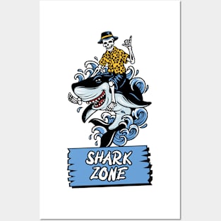 Surfer Shark Zone Posters and Art